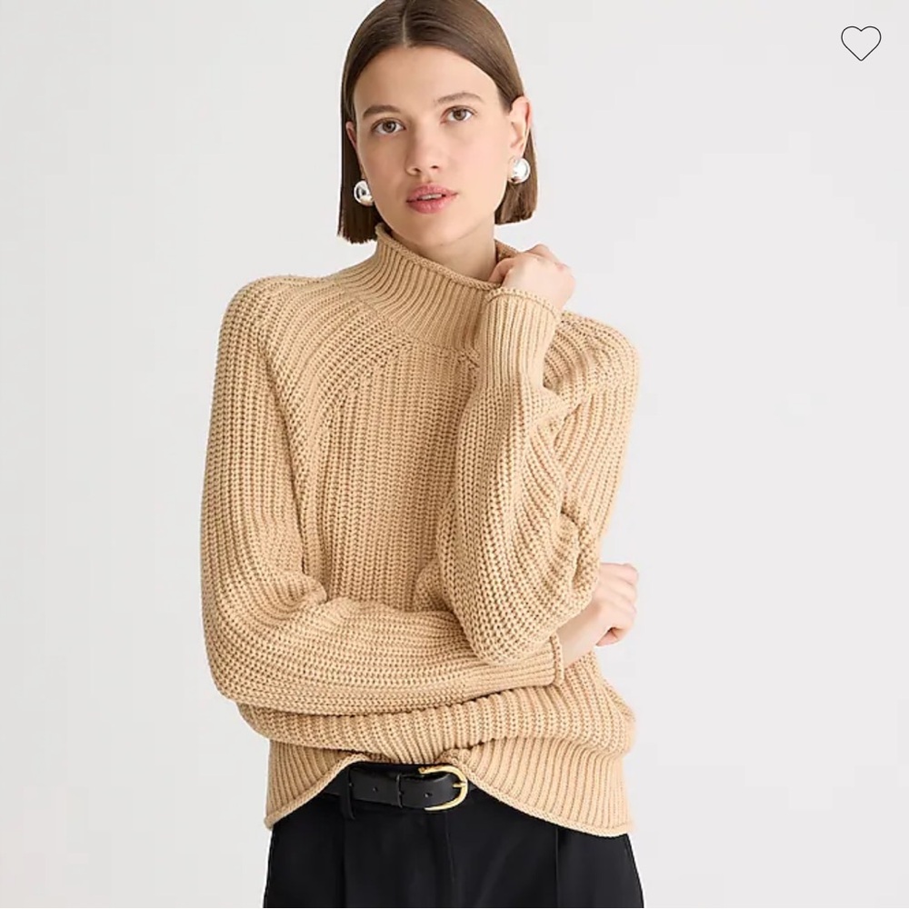 J. Crew Relaxed Roll Neck Chunky Knit Sweater in Sandy Beach